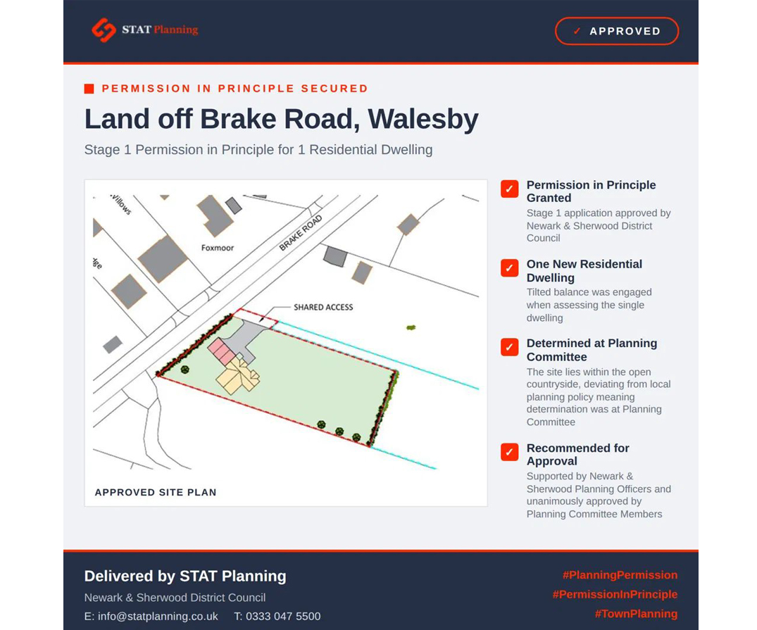 Permission in Principle secured for new dwelling in Walesby